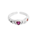 Unisex Trendy Geometric Heart-Shaped Zircon Silver Prong Setting Opening Rhodium Plated Gemstone Jewelry Wedding Engagement