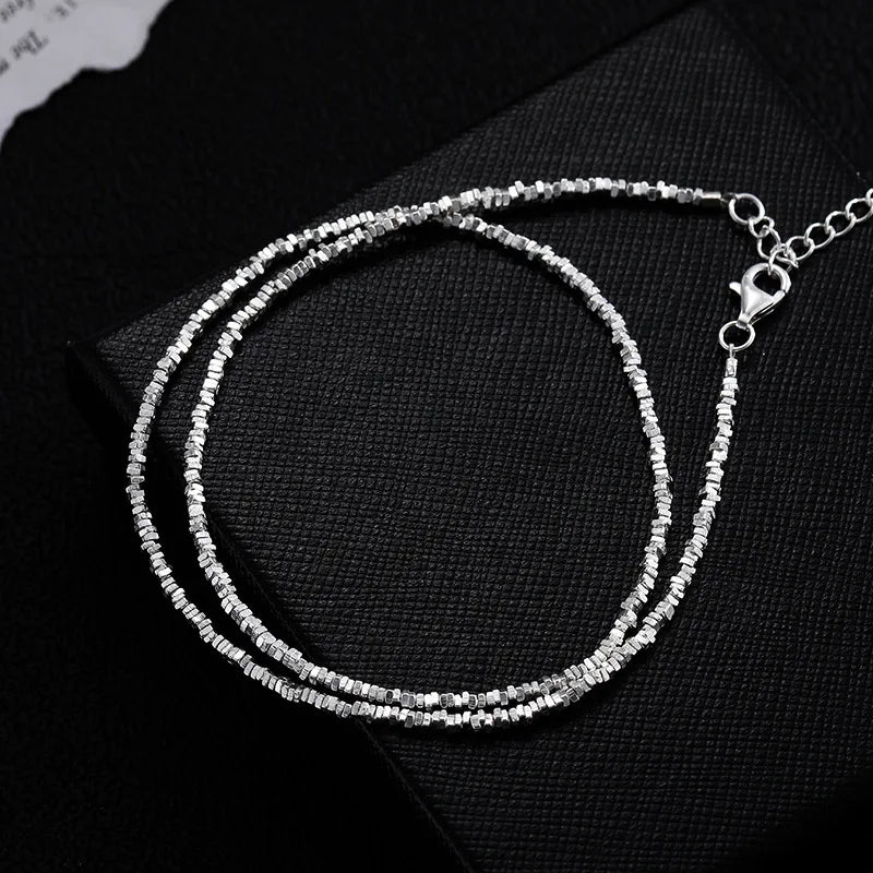 Genuine S999 Sterling Silver Necklace Female Collarbone Chain Light Luxury Necklace Valentine Day Necklace