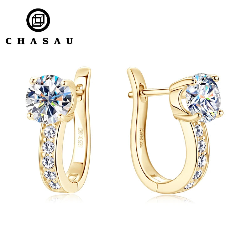 Best Selling Trendy 6.5mm 1CT Moissanite Earrings S925 Sterling Silver Fashion Women's U-shaped Hoop Earrings