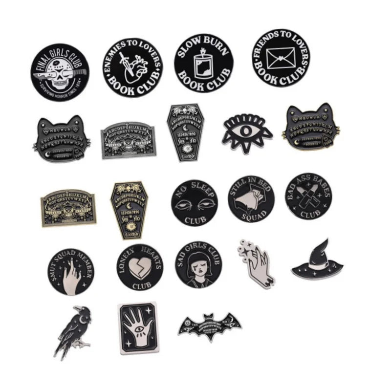 Punk Style Vintage Gothic Bat Badge Black Witchy Wizard Pins