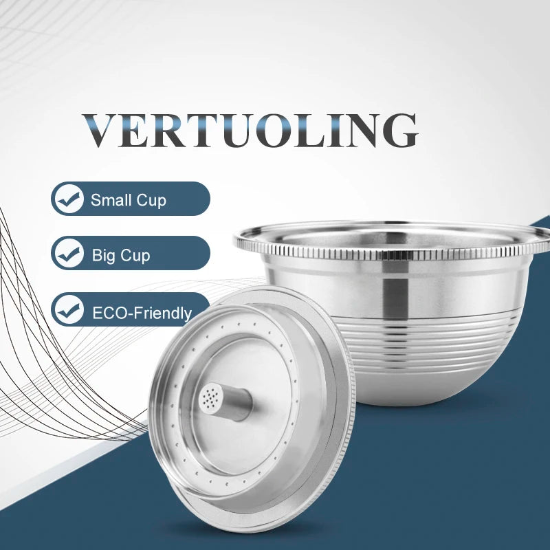 Food-grade Eco-friendly Reusable Coffee Capsule Pod SUS 304 Capsules Vertuoline Espresso Pod for GCA1 ENV135