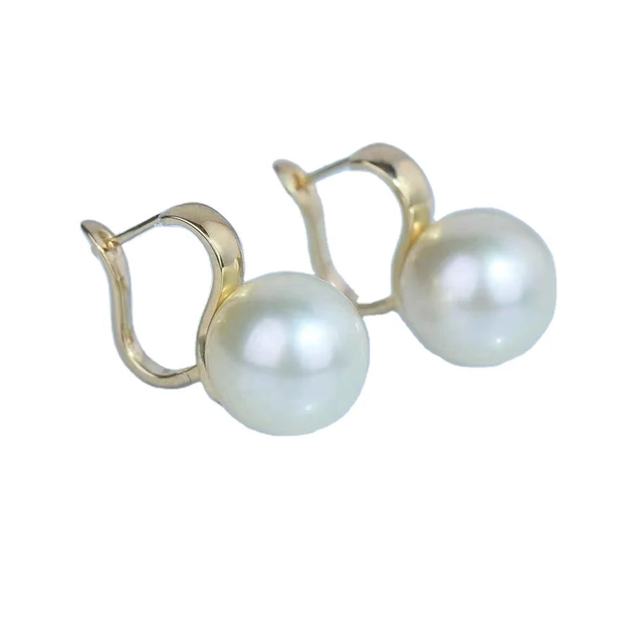E2069 9-10mm DIY Natural Freshwater Pearl Charm Earrings Mounting Accessory 925 Sterling Silver Gold Plated  Jewelry for Women