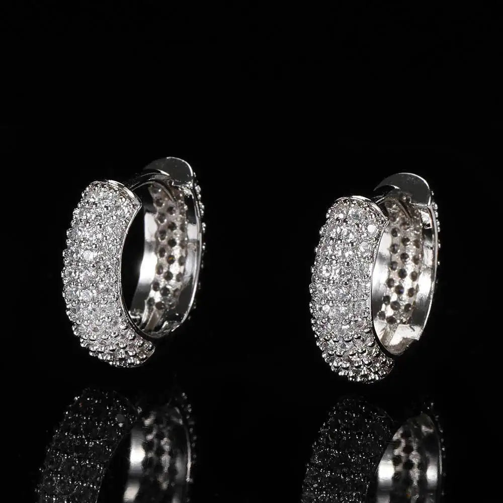 Veromca New Hoop Earrings Geometric Diamond Brass Hoop Jewelry with Copper Zircon Bubble Round Men Women Hip Hop Style