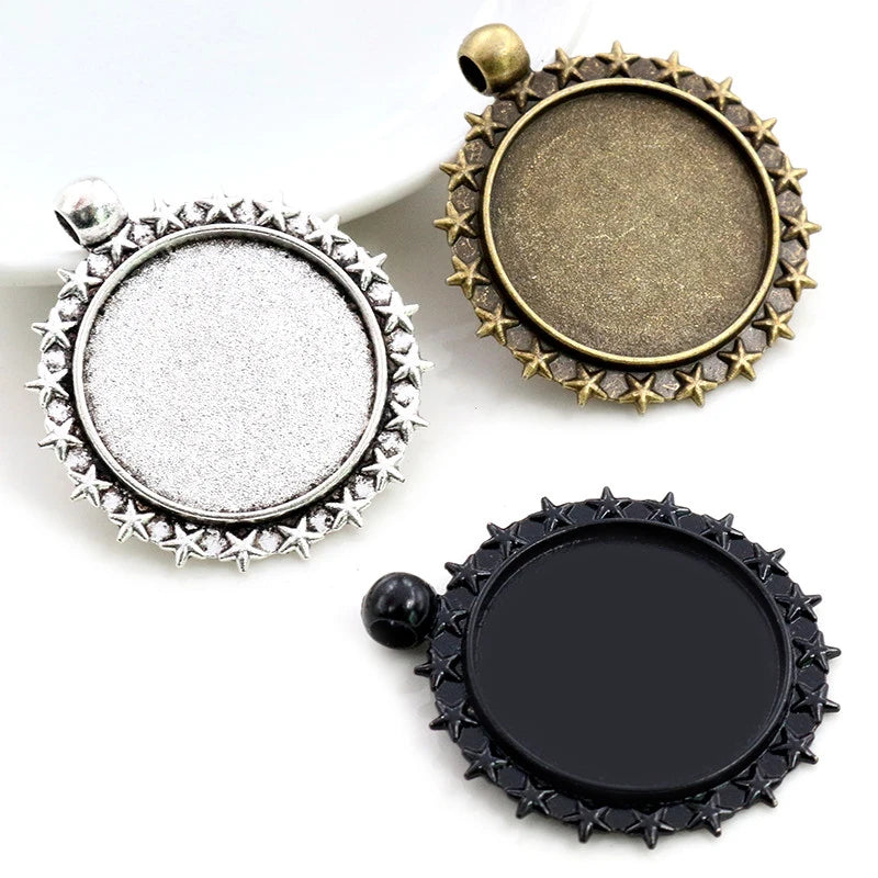 25mm Inner Size Stars Style Cabochon Base Setting Charms Pendant Blank Bezel Trays