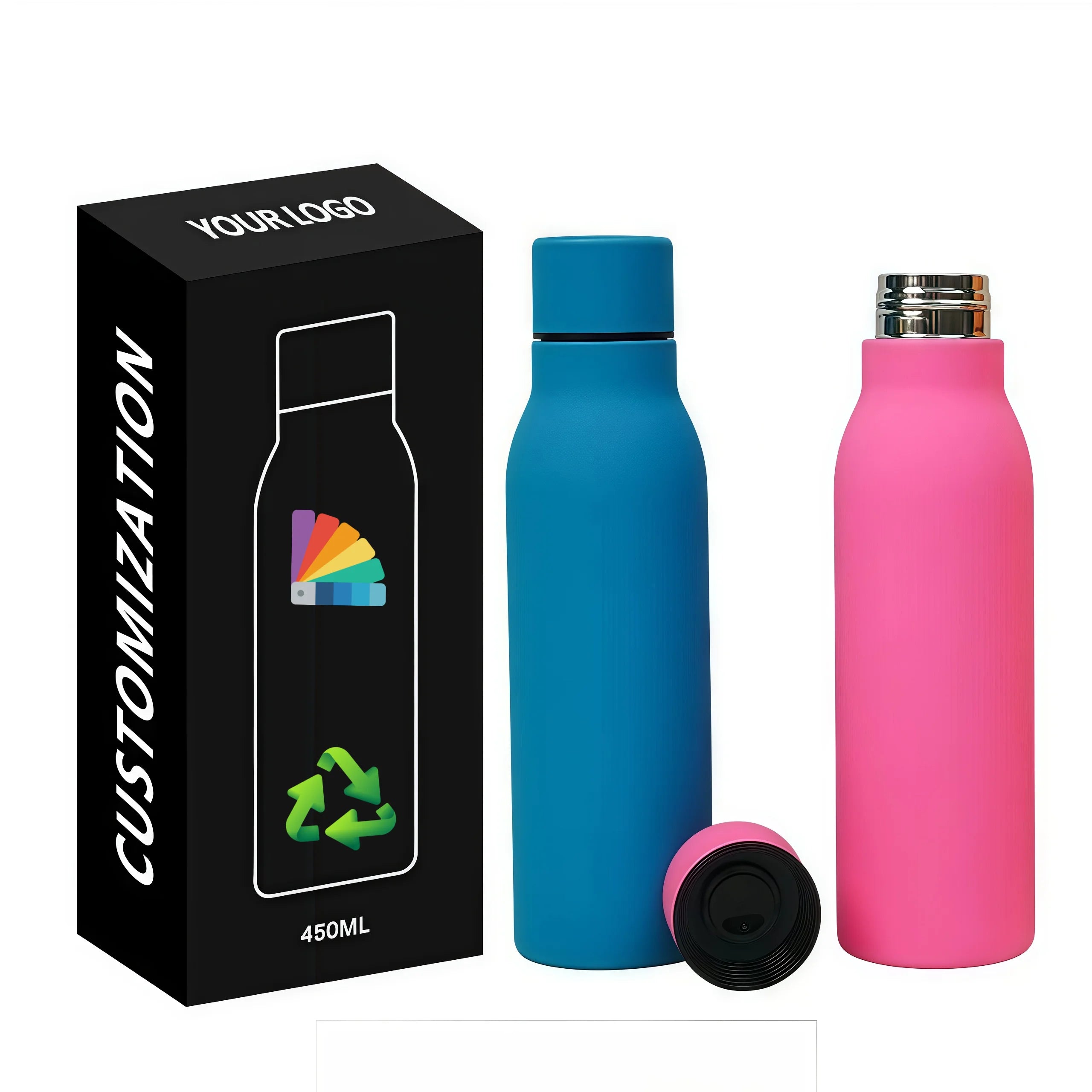 550ml Outdoor 304 Stainless Steel Thermos Double Wall Vacuum Insulated Cup with Rhinestone Bling Small Mouth Travel Water Bottle