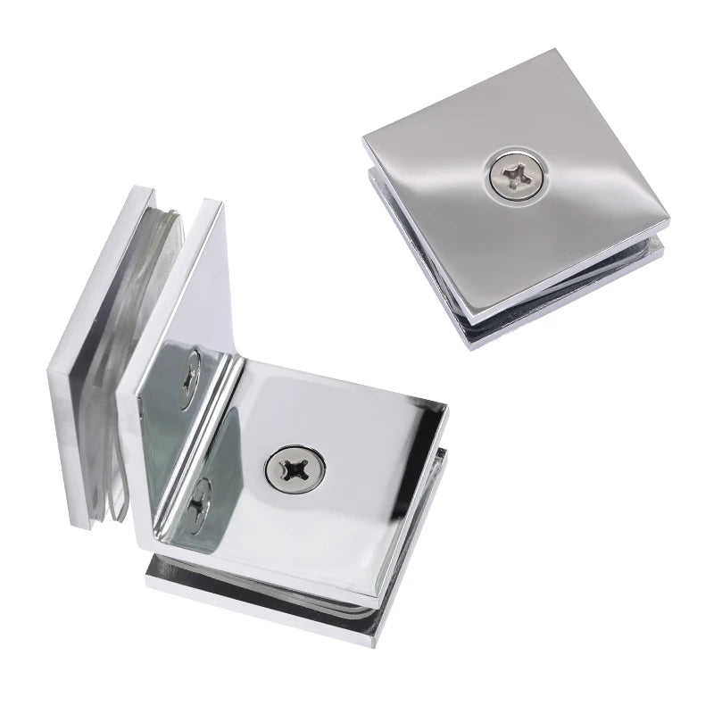 5.0mm Thickness 0/90 Degree Optional Bathroom Hinge Glass Door Fixing Clip Brass Glass Fixing Bracket Clamp Holder