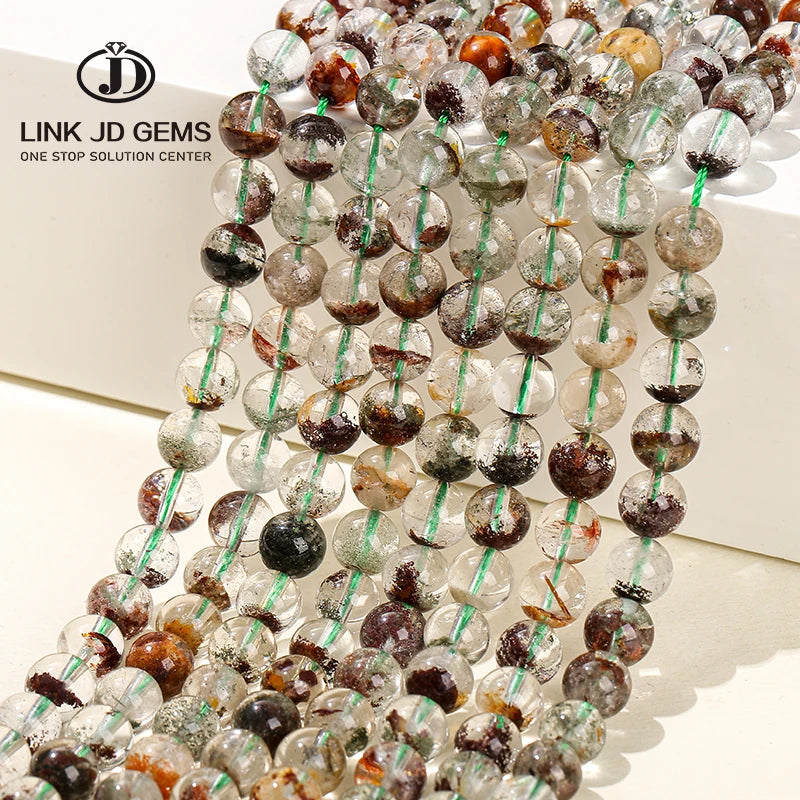 JD Wholesale Precious Natural Ghost Quartz Stones Beads Crystals Healing Stones Diy Bracelet Jewelry Making