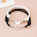 2Pc/Set Couple Butterfly Bracelet Adjustable Milan Rope Stainless Steel Butterfly Charms Bracelets for Men and Women Jewelry