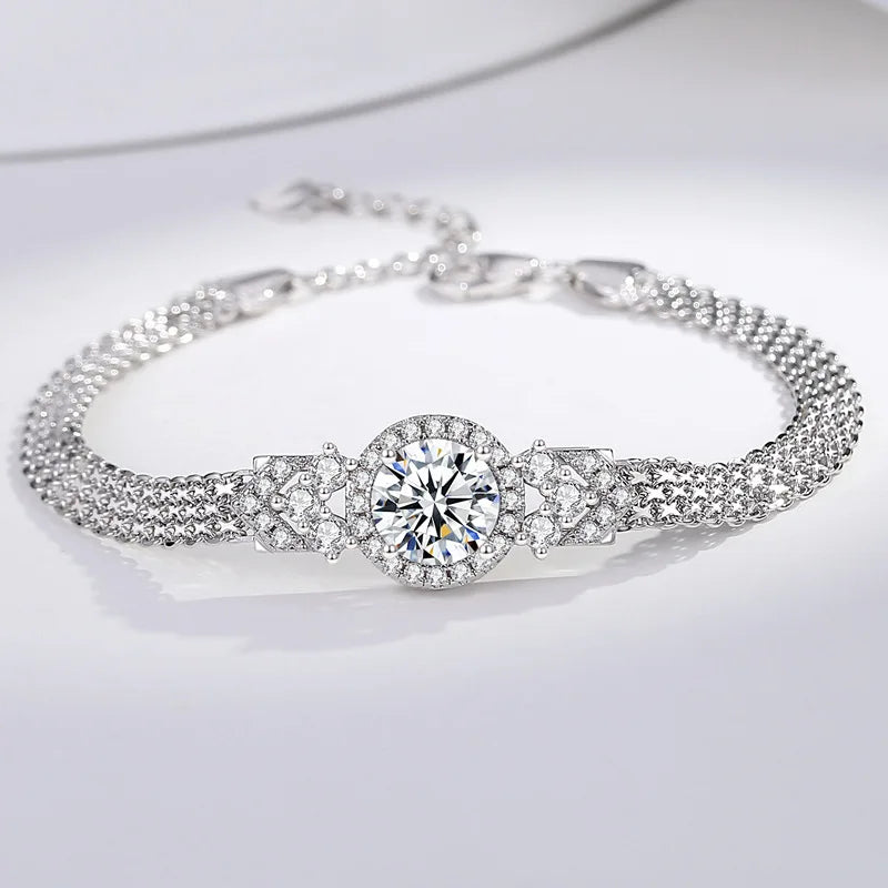 925 Sterling Silver Trendy Hollow-Out Cake Bracelet for Women Wholesale Moissanite Bangles