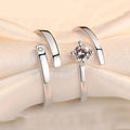 BASQUESUN Factory Wholesale Custom Cross Couple Copper Inlaid Zircon Geometric Lines Open Fashionable and Simple Couple Ring