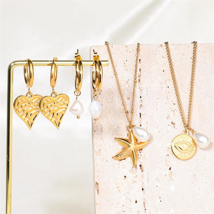 Wholesale Pearl Heart Star Women Accessories Jewelry Earring Necklace Jewelry Set