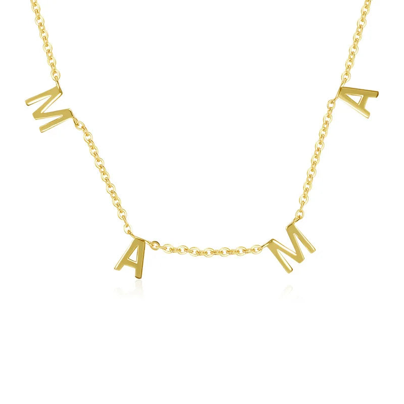 VIANRLA 925 Sterling Silver Necklace MAMA Letter 18k Gold Plated Necklace for Women Jewelry Mother's Day Gift