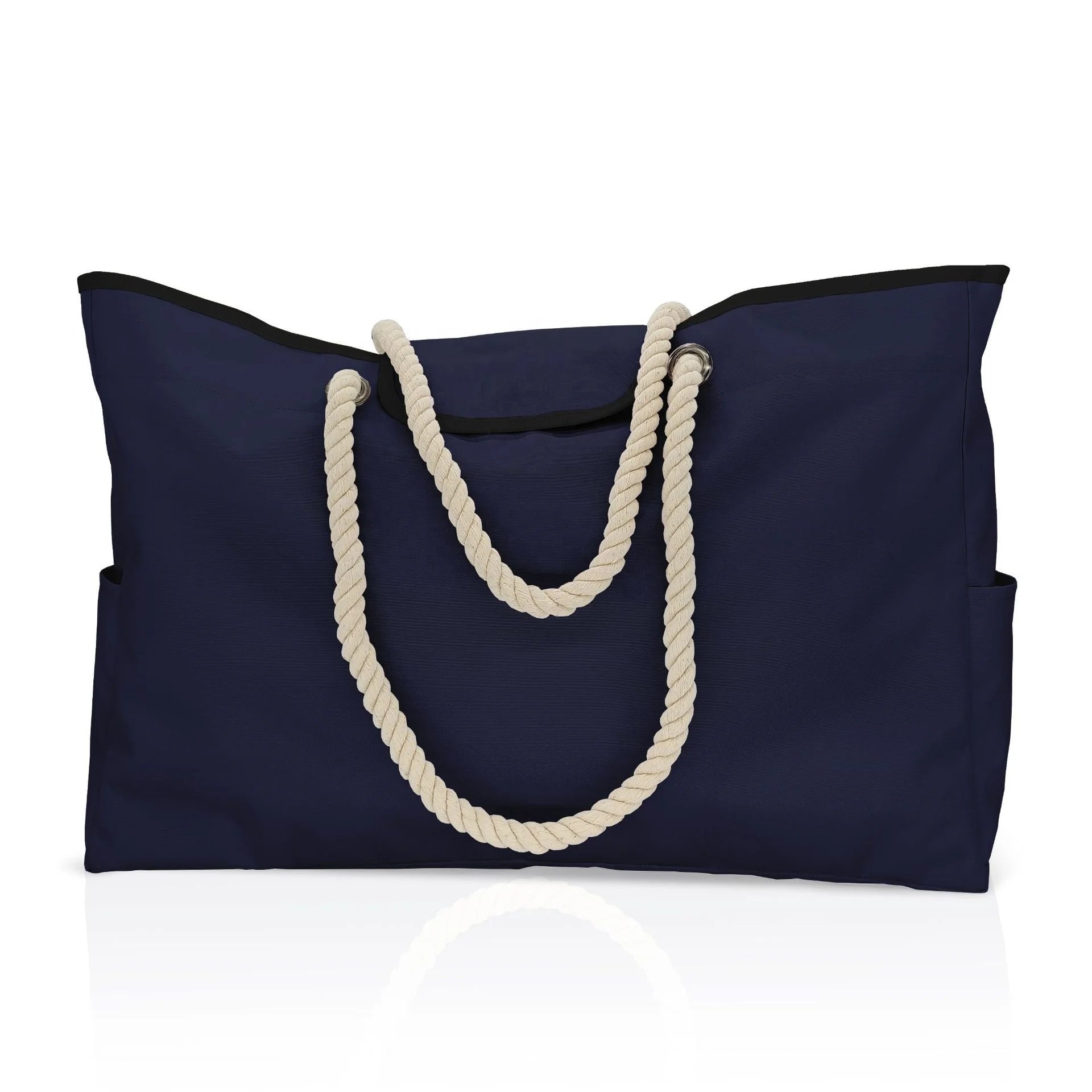 Hot Selling Navy Blue Casual Tote Beach Bag Extra Large with Two Handles Outdoor Fashionable Style