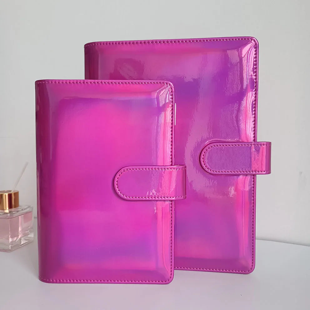 New Product Waterproof Holographic Paper File Folder Journal Cash Envelope Wallet Organizer A6 Money Binder PU Leather Binder