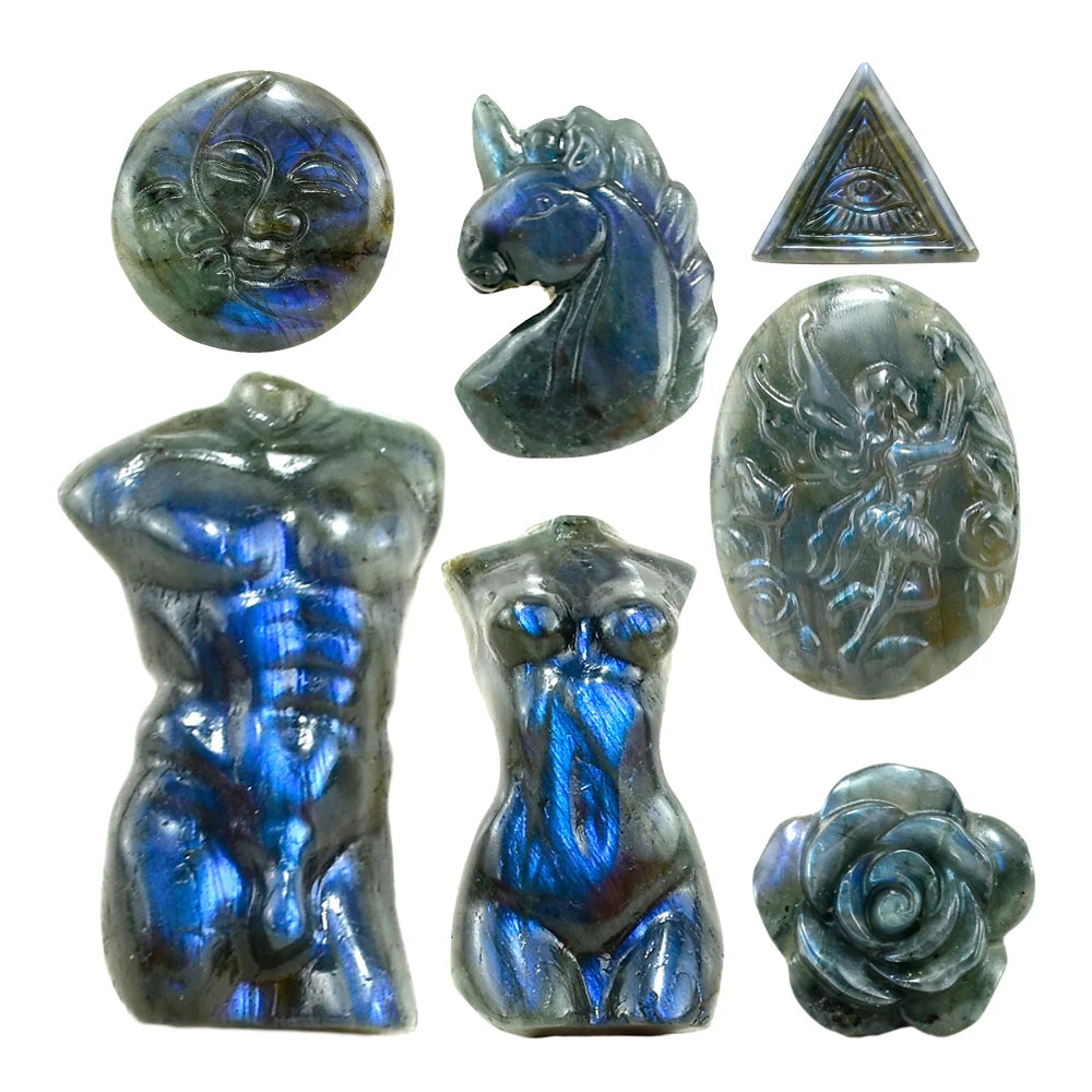 Wholesale Polished Labradorite Gemstone Carving Natural Labradorite Crystal Stone Carving Decoration