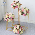 Wholesale Rectangle Gold Metal Wedding Flower Vase Flower Stand for Wedding Party Table Centerpiece Road Led