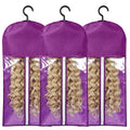 Custom Logo Microfiber Wig Storage Bag with Hanger Breathable Hair Extension Pouch Wholesale Foldable Dust-proof Wig Packaging