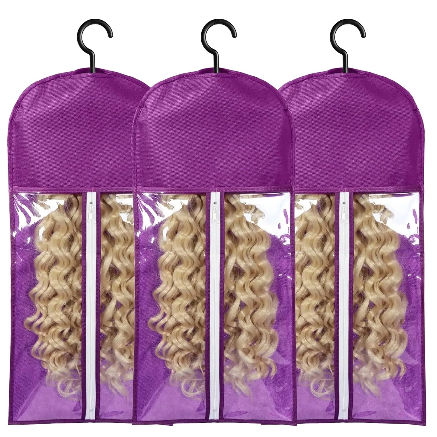 Custom Logo Microfiber Wig Storage Bag with Hanger Breathable Hair Extension Pouch Wholesale Foldable Dust-proof Wig Packaging