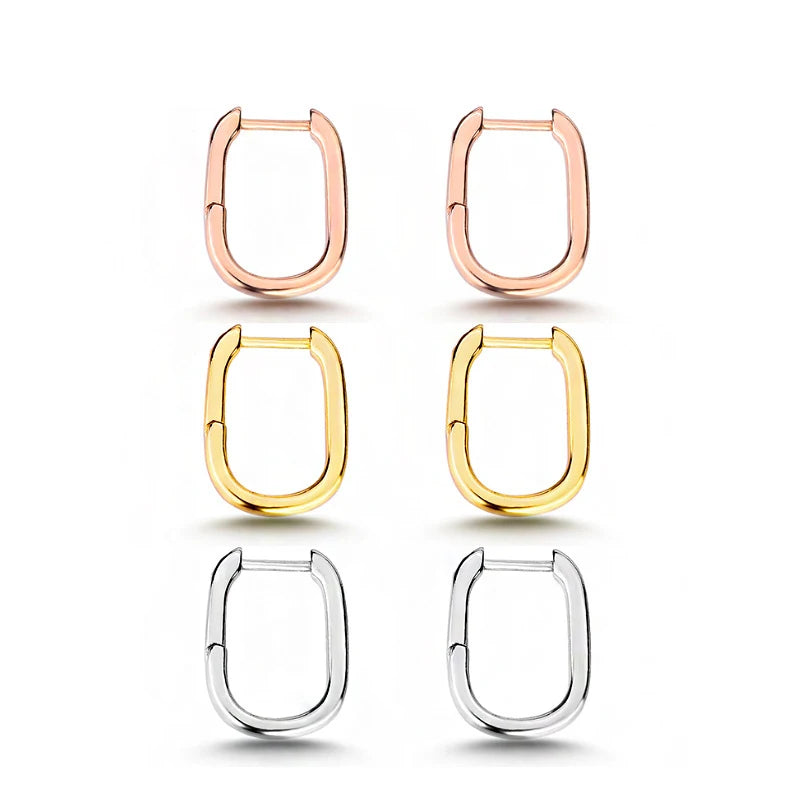 Simple Fashion 925 Sterling Silver 18k Gold Plated Huggie Hoop Earrings