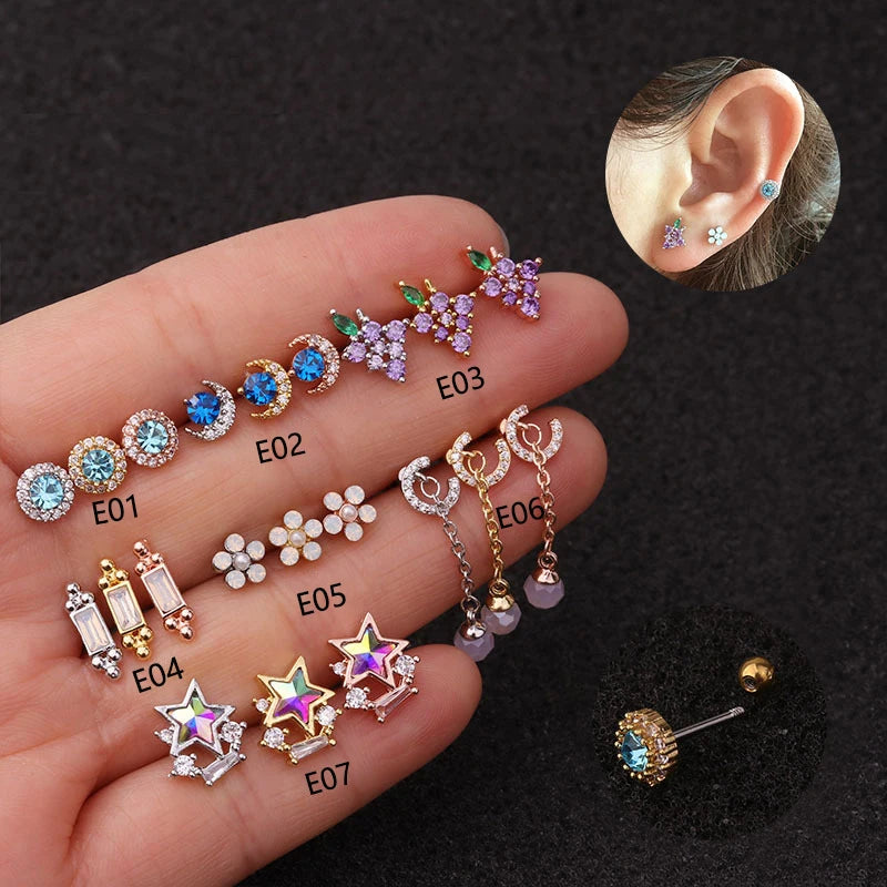 Fashion Best Sell Back Hanging Fruit Design Earrings Grapes With Zircon Stainless Steel Jewelry Earring for Women