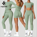 HONFIT Sport Suit High Waist Leggings Running Crop Top Seamless Activewear Clothing Workout Wear Yoga Set Women Gym Fitness Sets