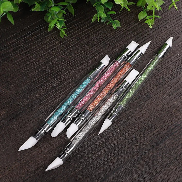 BIN 5pcs/set Nail Art Pen Double Head Single Silicone Pen Set Silicon Nail Dotting Pen