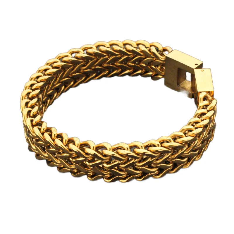Men's Double Row Keel Front Back Chain for Bracelet Stainless Steel & Titanium Fashion Charm Bracelets Wholesale
