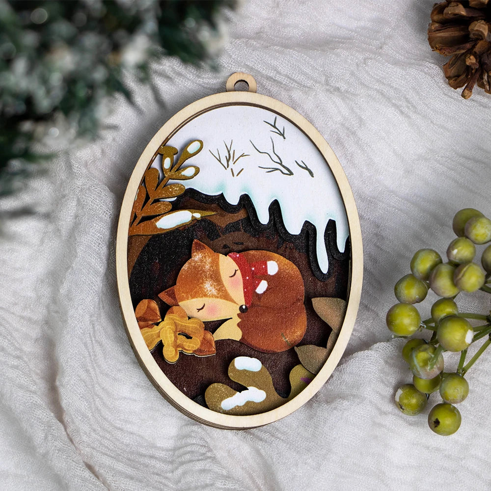 Custom Multi-Layer Hot Sale Laser Cut 3D Ornament Wooden Hanging Pendant Christmas Tree Decoration