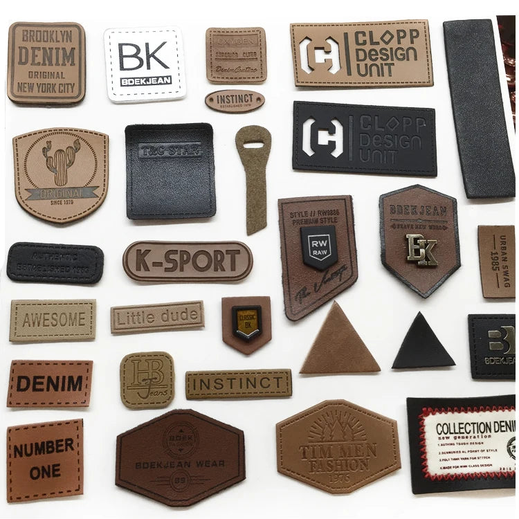 Custom Design Small PU Leather Patches Labels Sew-On Accessory Maker With Embossed Technique for Clothing Shoes Bags