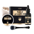 Private Label Professional Organic Beard Oil & Balm Mens Grooming Kit with Wood Comb & Travel Bag
