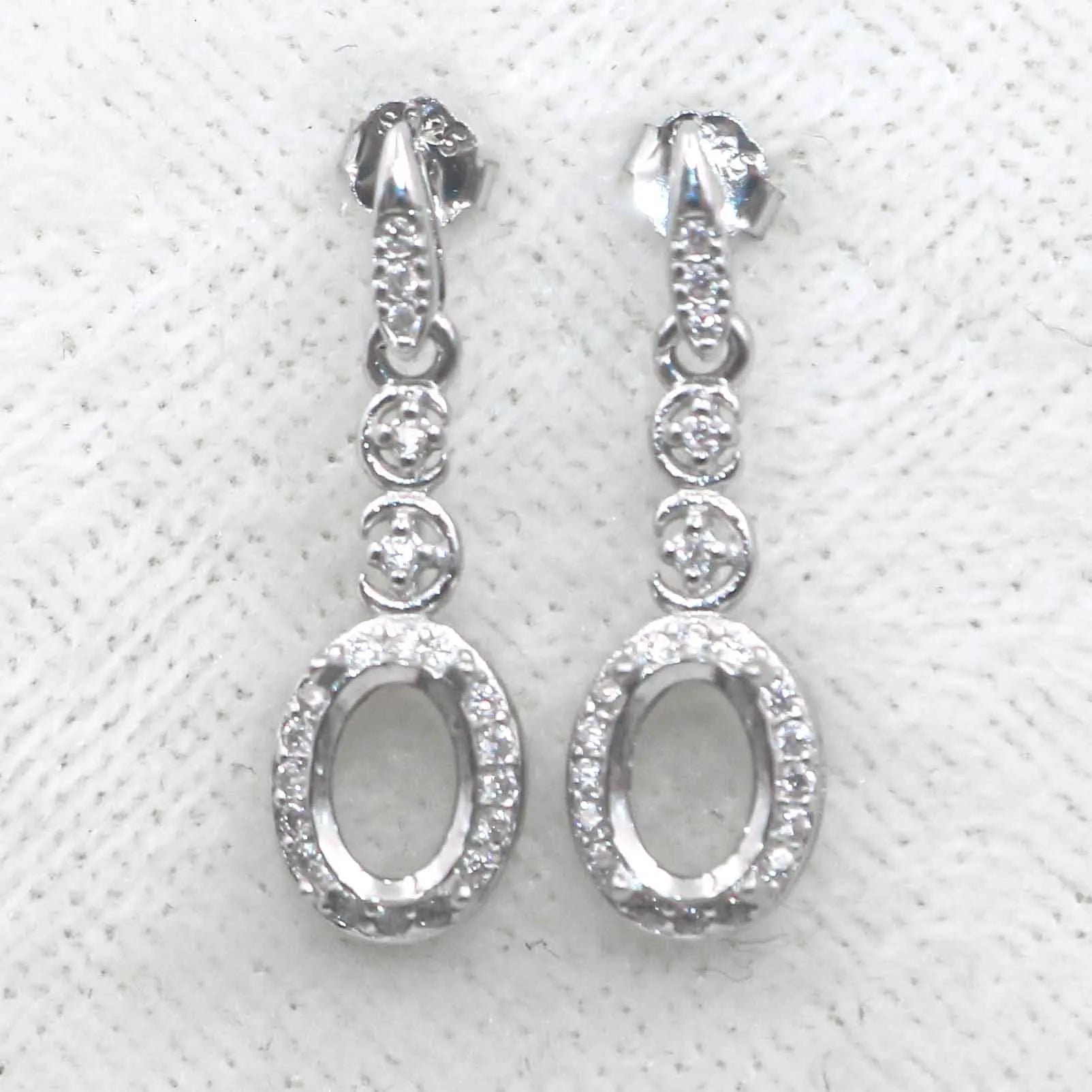 Sterling Silver 5*7mm Semi Mount Stud Eardrops Empty Frame Support Blank Setting S925 Base Without Center Stone DIY for Inlay