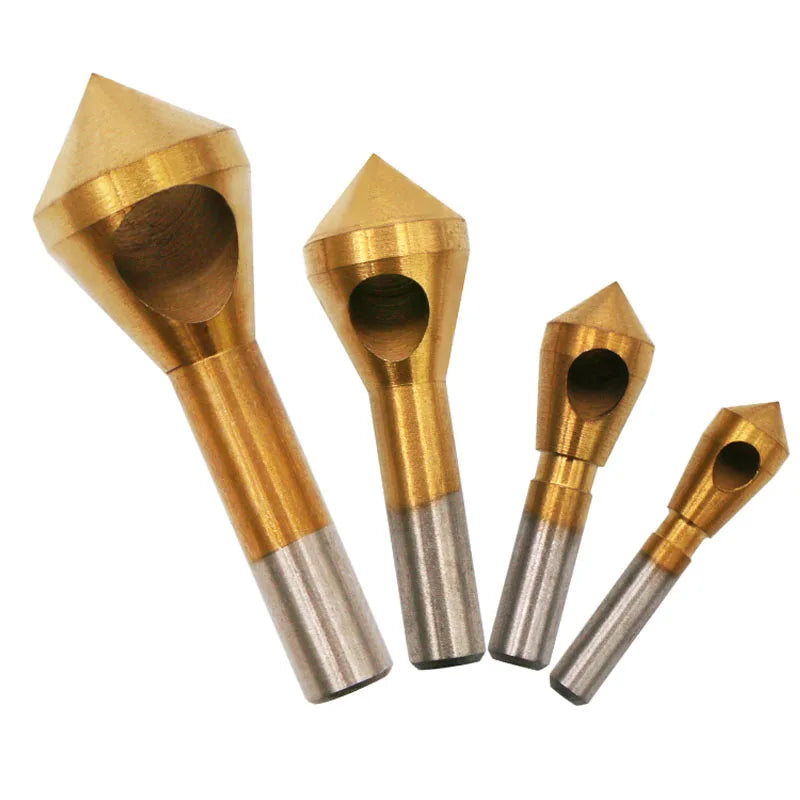 Titanium Coated HSS Countersink Deburring Drill Bit Set Taper Hole Cutter Wood Steel Aluminum Countersunk Head Chamfering Tools