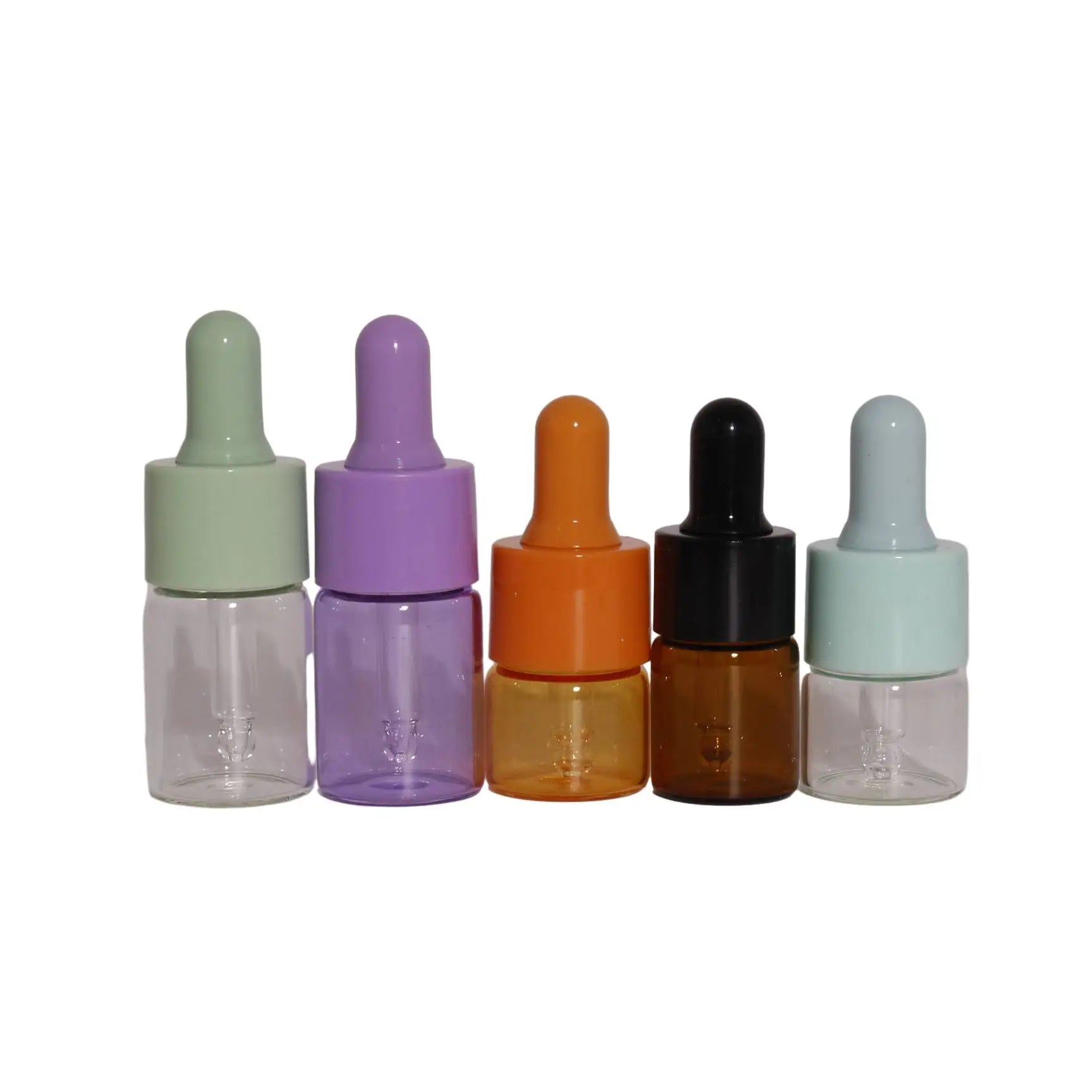 Mini Glass Dropper Bottle Cosmetic Packaging 1ml-5ml Essential Oil Screen Printed Round