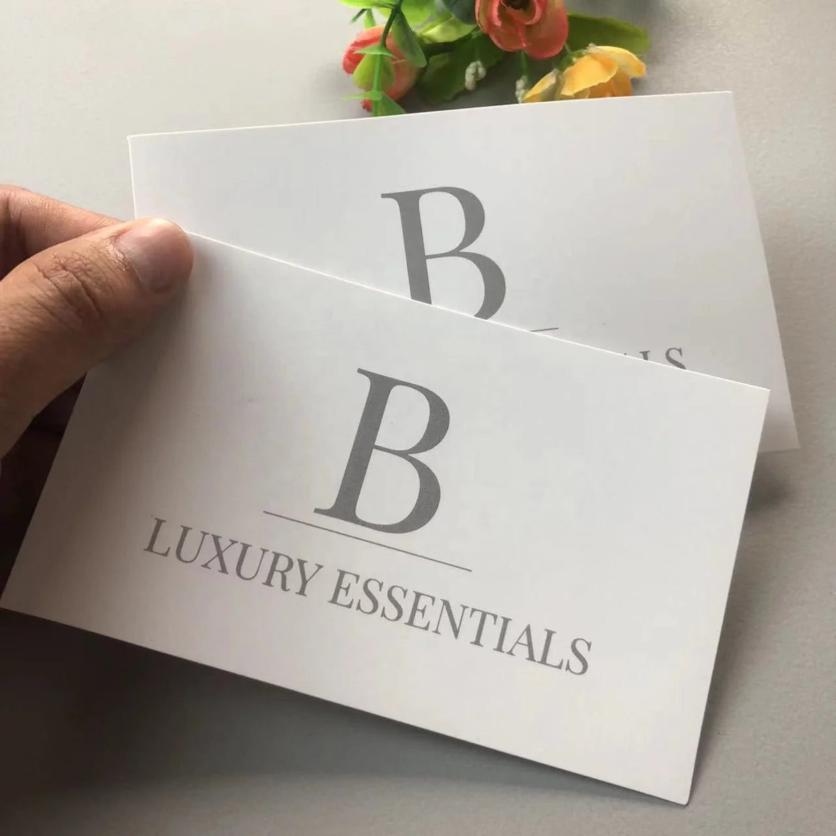Custom Shaped Small Blank Business Card Insert 100-Pack with Kraft Envelope 300gsm Coated Cardboard 'Thank You' Message