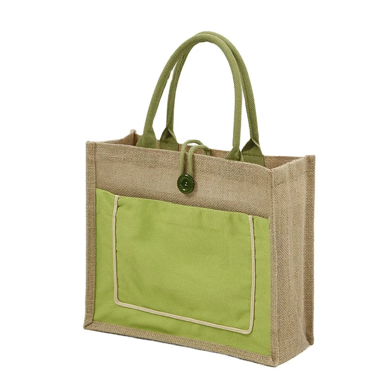 Eco-Friendly Custom Printed Burlap Handbag Reusable Jute Tote Bag for Shopping