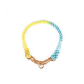 Custom Hand-woven P Chain Adjustable Cotton Pet Collar rainbow Gradient Color Dog Walking Collar