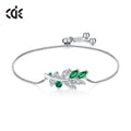 CDE YB0748 Trendy Silver 925 Jewelry Sterling Silver Bracelet & Bangle Leaf Shape DIY Arrival Emerald Bracelet