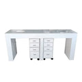 Professional Salon Wood Marble Top Double White Manicure Table Dust Collector Eco-Friendly Modern Beauty Nail Salon 300KGS