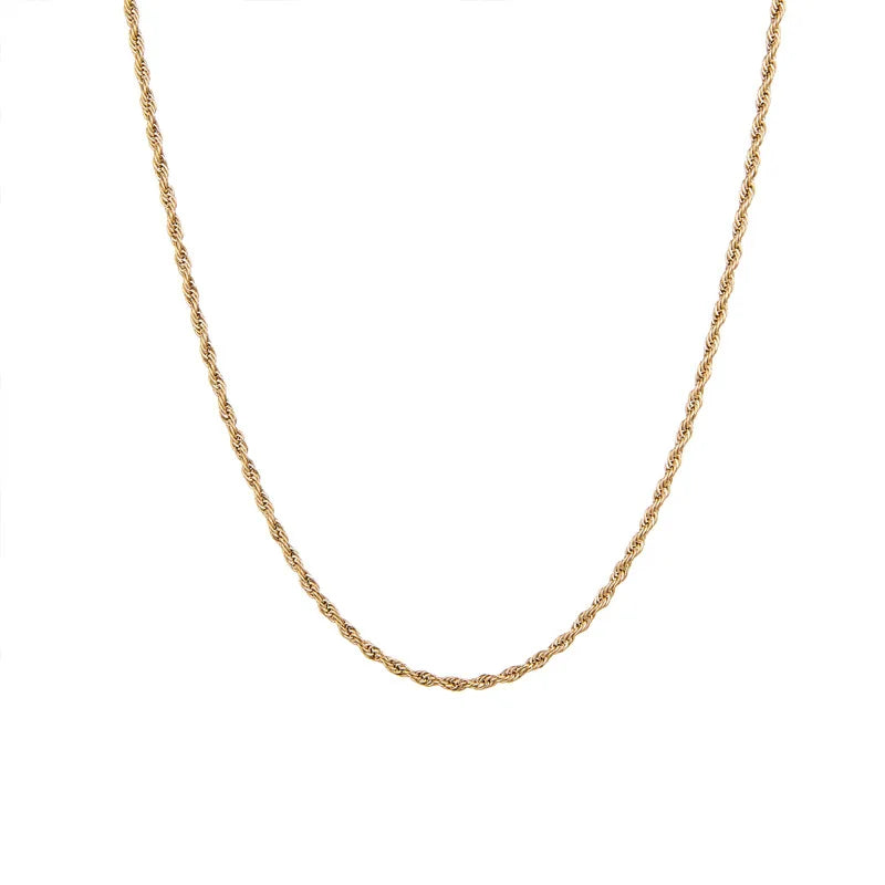 Stainless Steel Chain Necklace 18K Gold PVD Plated Bead Chain Waterproof