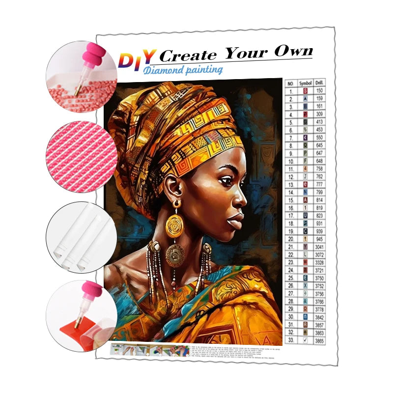 Diamond Painting Indian Woman African 5d Diamond Painting Accessories Round Drills Diamond Painting Art Kit Home Wall Decoration