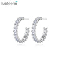 LUOTEEMI Lady Earing Jewelry New Fashion Large Geometric Bling Out Big Circle Woman Huggie Hoop Earring