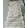 Modern Design Indoor Spiral Calacatta White Marble Treads Straight Stone Step Tiles for House & Villa Stairs