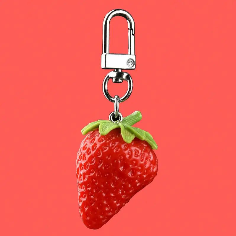 Best Lifelike Imitation Fruit Key Chains Orange Strawberry Key Rings INS Cute Girl Bag Accessories Strawberry Fruit Keychain