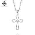 GN43 Wholesale Luxury Fine Jewelry S925 Sterling Silver Religious Statement Hollow Cross Pendant Charms Necklace Women Gift