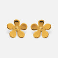 2024 Dazan Fall New INS 18k Pvd Gold Plated Stainless Steel Vintage Vintage Polished Super Shine Floral Earrings Luxury Jewelry