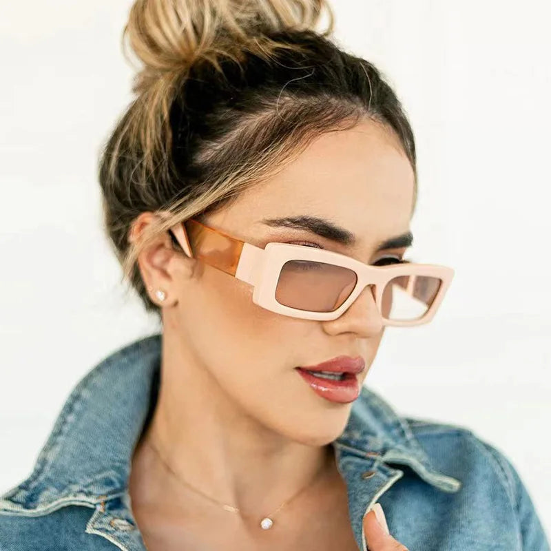 QB971 Rectangle Women Shades Vintage Sunglasses New Match Color Frame Fashion Colorful Sunglasses