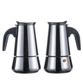 Modern Italian Silver Espresso Coffee Maker Stainless Steel Round Portable Cafetera 6-Cup High Pressure Moka Pot