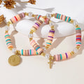 Go2boho Women's Daily Fashion Bracelet Bohemian Style Heishi with Faux Pearl Belief Cross Jesus Pendant Clay Bead Letter Design