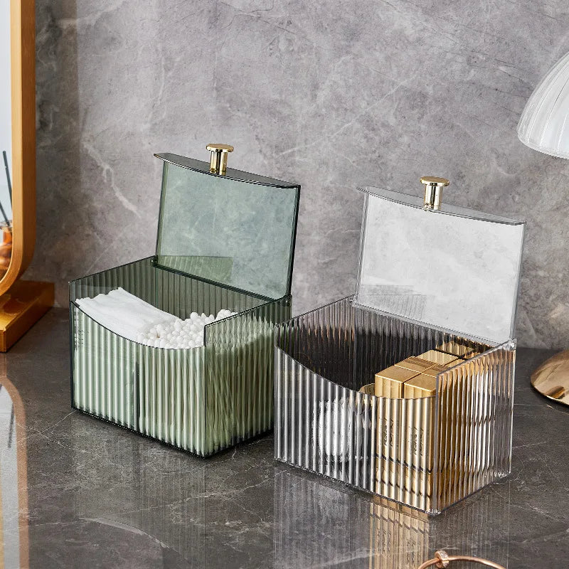 Cotton Swab Storage Box Acrylic Dust-Proof Transparent Jewelry Makeup Desktop Organizer Lipstick Container