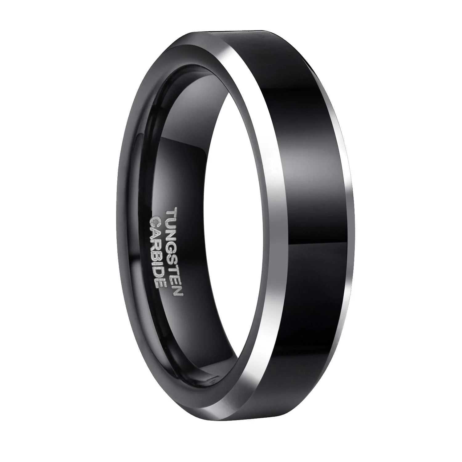 OAHLAN High Polished 6mm 8mm IP Black Comfort Fit Anti Rust Tungsten Carbide Rings for Women Men's Wedding Anniversary Gift